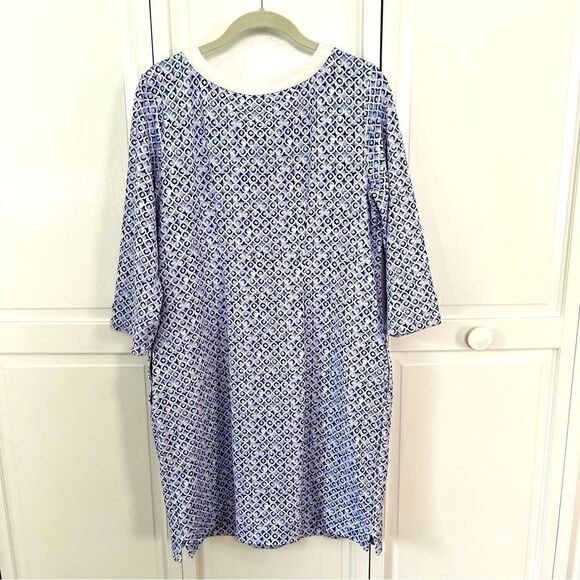 Tommy Bahama Aubrey Tile Isle IslandZone Shift Dress Blue and White Size Medium - Picture 6 of 14